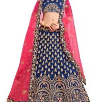 Contrast blue and pink lehenga