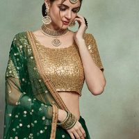 Green and Gold Sequins Lehenga 2