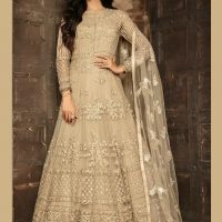 Gold Heavy EMBROIDERED SEQUINS and Threadwork Anarkali full stand