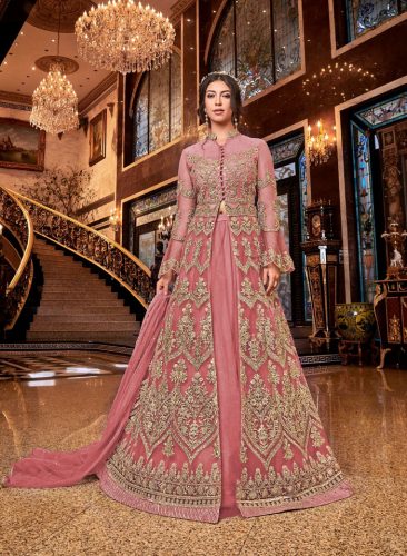 Upto 70% off on Anarkalis, get 2in1 Heavy Net Zari Embroidered and Stonework Slit Anarkali from Laakha