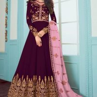 Heavy Georgette Contrast Embroidered Anarkali