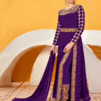 Faux Georgette Zari Embroidery and Stonework