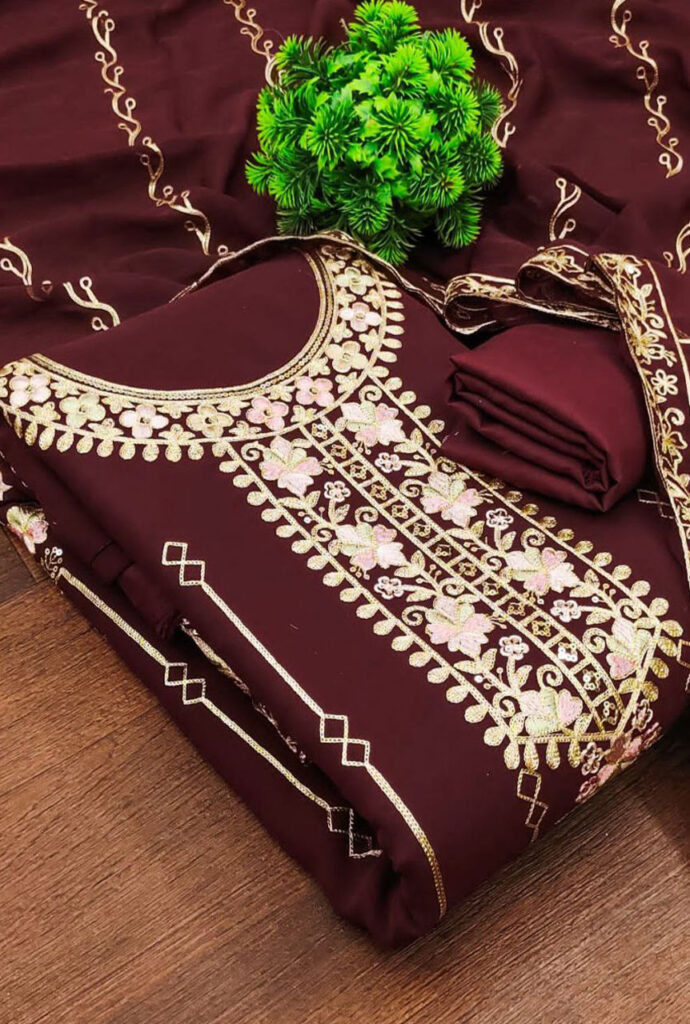 Maroon-Georgette-Gold-Thread-Pink-Floral-Embroidery-Suit-Fabric-folded-final