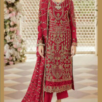 Red-Fox-Heavy-Georgette-with-Gold-Zari-Embroidered-Trouser-Suit