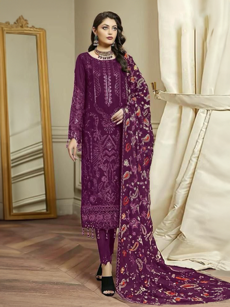 Standing Plum Fox Georgette with He