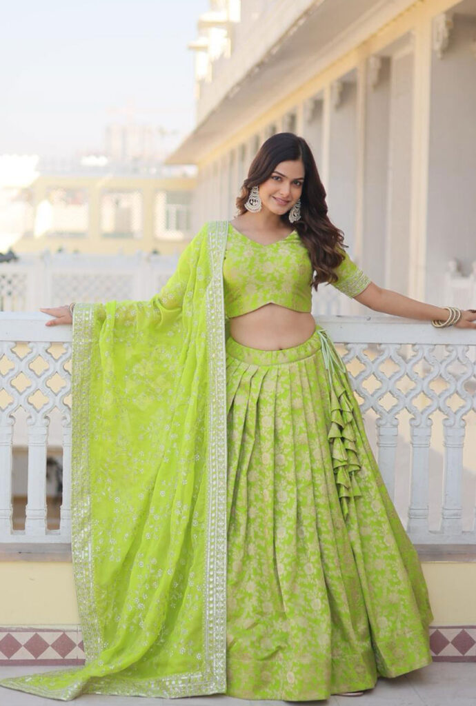 FINAL-Lime-Green-Pure-Viscose-Jacquard-Silk-with-Embroidery-and-Sequins-Work-Lehenga-Choli