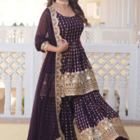 PIC-2-Deep-Purple-Faux-Georgette-with-Embroidery-and-Sequins-Work-Sharara-Suit---SM