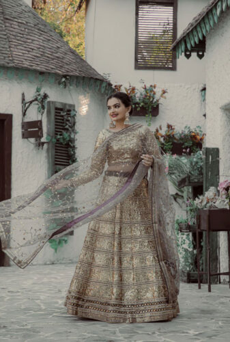 Standing-pic-1FINAL-Biscuit-Shiny-Faux-Georgette-with-Zari,-Dori,-Embroidery-and-Sequins-Work-Lehenga-Choli---SM-pic-1